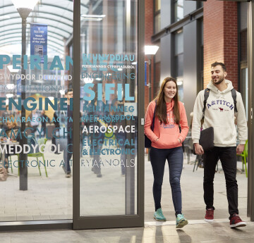 Students walking through campus